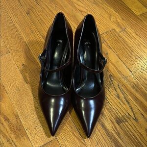 Zara Brown Heels Elegant Pointed-Toe Pumps